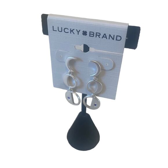 Phases of the Moon Matte Silver Toned Drop Earrings. - Picture 3 of 6